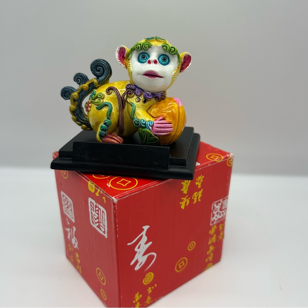 Chinese Zodiac Monkey Figure 3" x 2" hand-painted resin vibrant resin Feng Shui